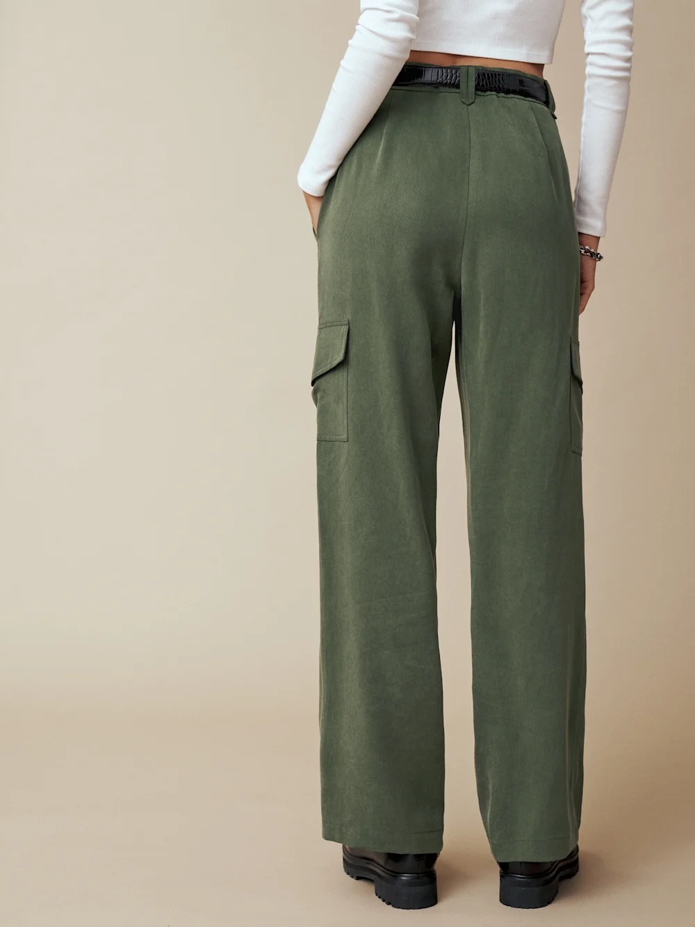 Reformation Jackson Straight-Leg Cargo Pant In Fern Size 8 - Picture 5 of 15